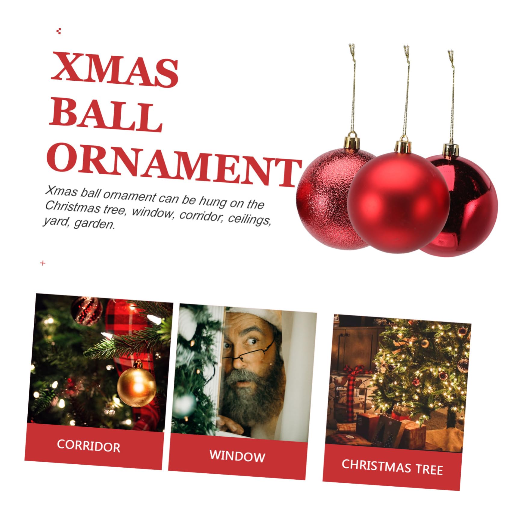 PRETYZOOM STK Weihnachtskugeln Hängende Baumkugel Christbaumschmuck Weihnachtsbaumkugeln Weihnachtsbaum Hängende Kugeln Weihnachtsdekoration Zum Aufhängen Deckendekorationen Rot Plastik