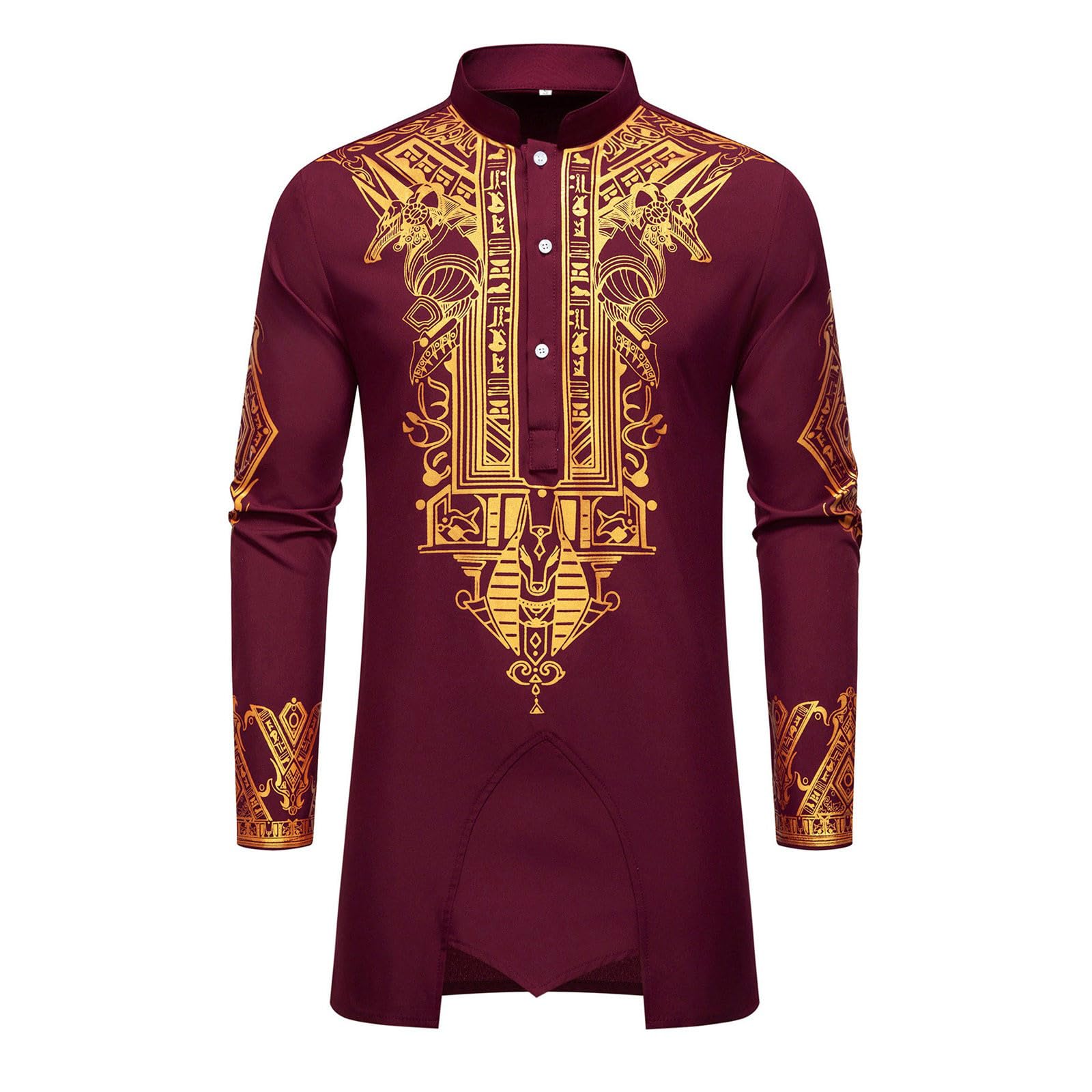 Uomo Middle East Thobe Con Pantaloni Alla Moda Costume Ricamo Stampa 2 Pezzi Vestibilità Normale Vestito Vestiti Costume Islamico Casual Loose Dubai Arab Caftano con Coulisse Elastico