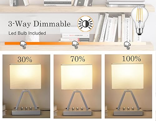 Miniatura 2 de Briever Lámpara de mesa con control táctil USB C, lámpara de escritorio regulable de 3 vías con USB C y USB A y salida de CA, lámpara de noche con