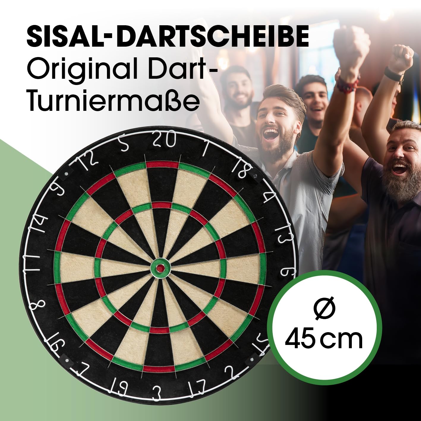 Dartscheibe | Dart Komplett-Set mit 6 Dartpfeilen & optionaler Dart-Beleuchtung | Steeldart inkl. Flights | Sisal Dartscheibe mit Schutzring | Dartboard aus selbstschließenden Sisalfasern
