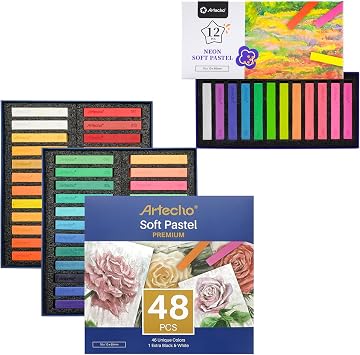 Artecho 48pcs Soft Pastels and 12pcs Neon Soft Pastels