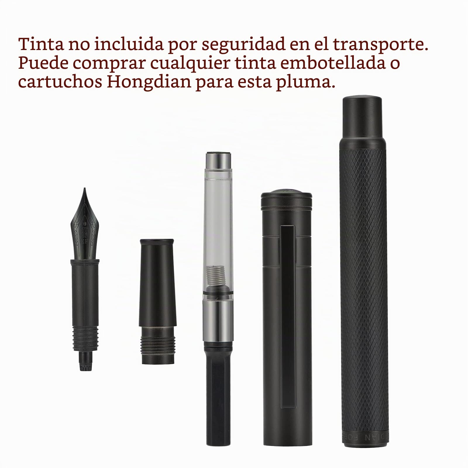 Juego de Pluma Estilográfica Selva Negra Mate con Punta Extrafina Diseño Clásico con Convertidor y Caja de Metal de Hongdian