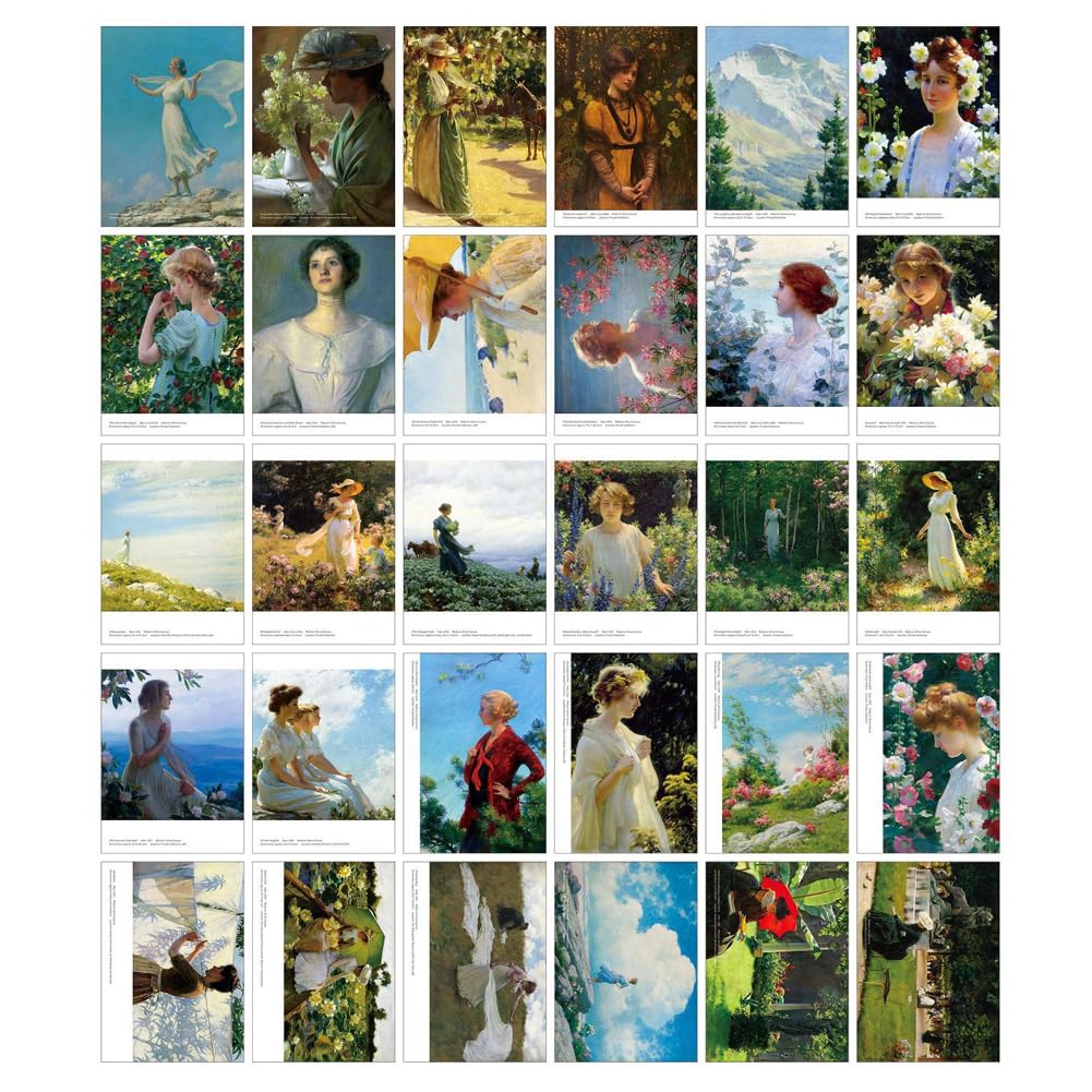 HOSTEESSCHOICE Beautiful Art Postcards set of 30 American Artis Charles Courtney Curran Post card variety pack Famous Painting Scenery