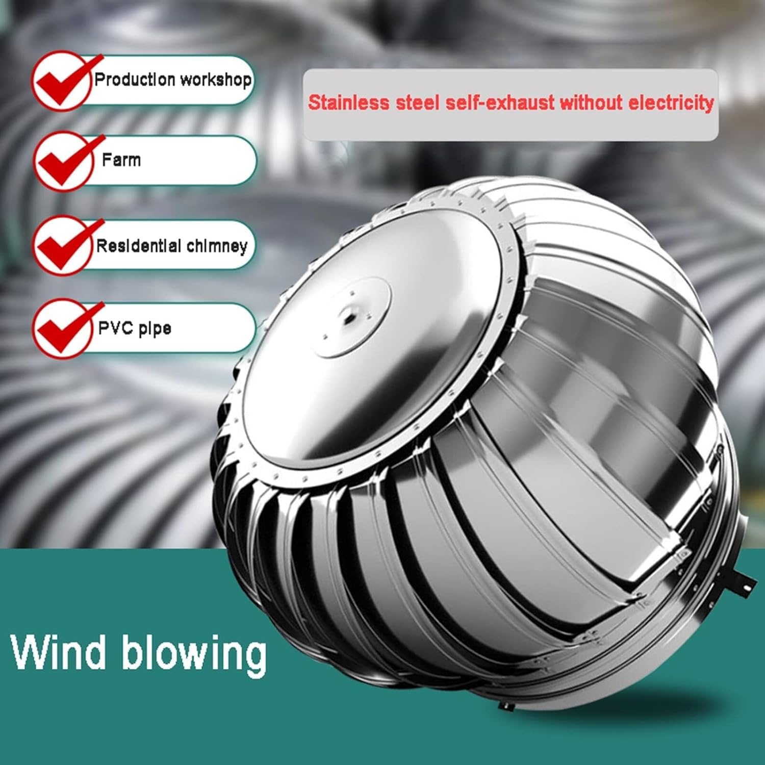 Fireplace Chimney Caps Rotating Chimney Cowl Cap, Chimney Spinner Cowl, Rotating Chimney Cowl Cap,Stainless Steel Spinning Ventilation Chimney Cowl Steel Chimney Cowl Spinner