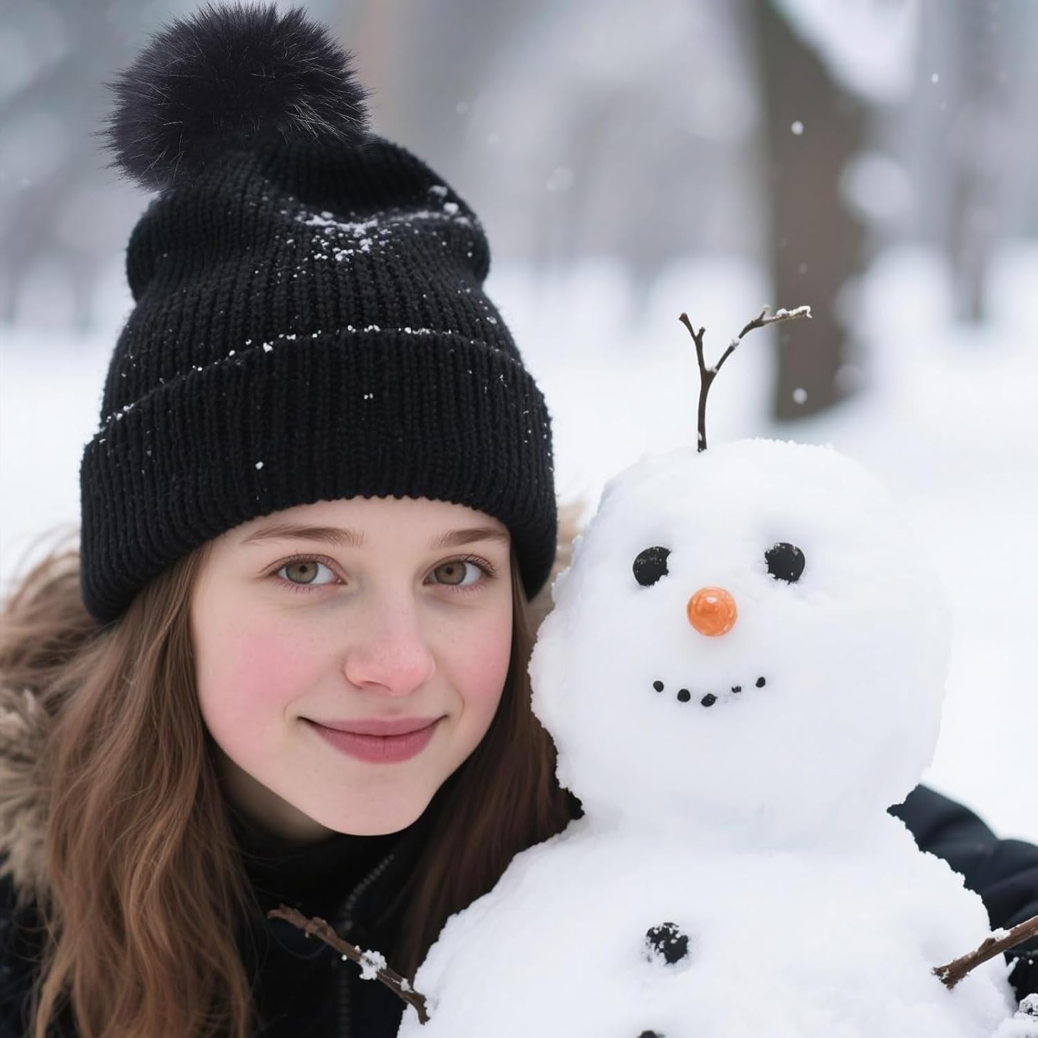 Juinte 8 Pcs 6 Inch Large Fur Pom Pom Balls for Hats Fluffy Faux Fur Pompom Balls with Snap Button for Hat Shoes Scarves Bag Charms DIY Crafts (Classic Color) - Image 6