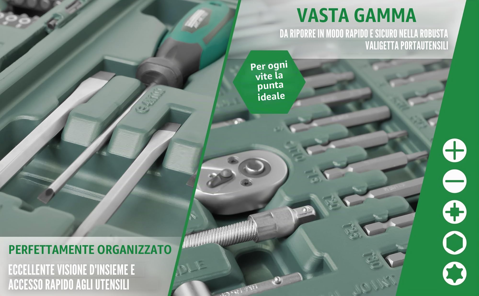 Mannesmann M29085 – Assortimento di attrezzi universali in valigetta richiudibile, 89 pezzi