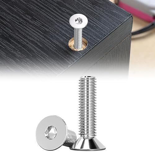 Miniatura 13 de SUNXULIMI Tornillos hexagonales de cabeza plana M8 x 20 mm, pernos avellanados, acero inoxidable 304, acabado brillante, totalmente roscado, unidad