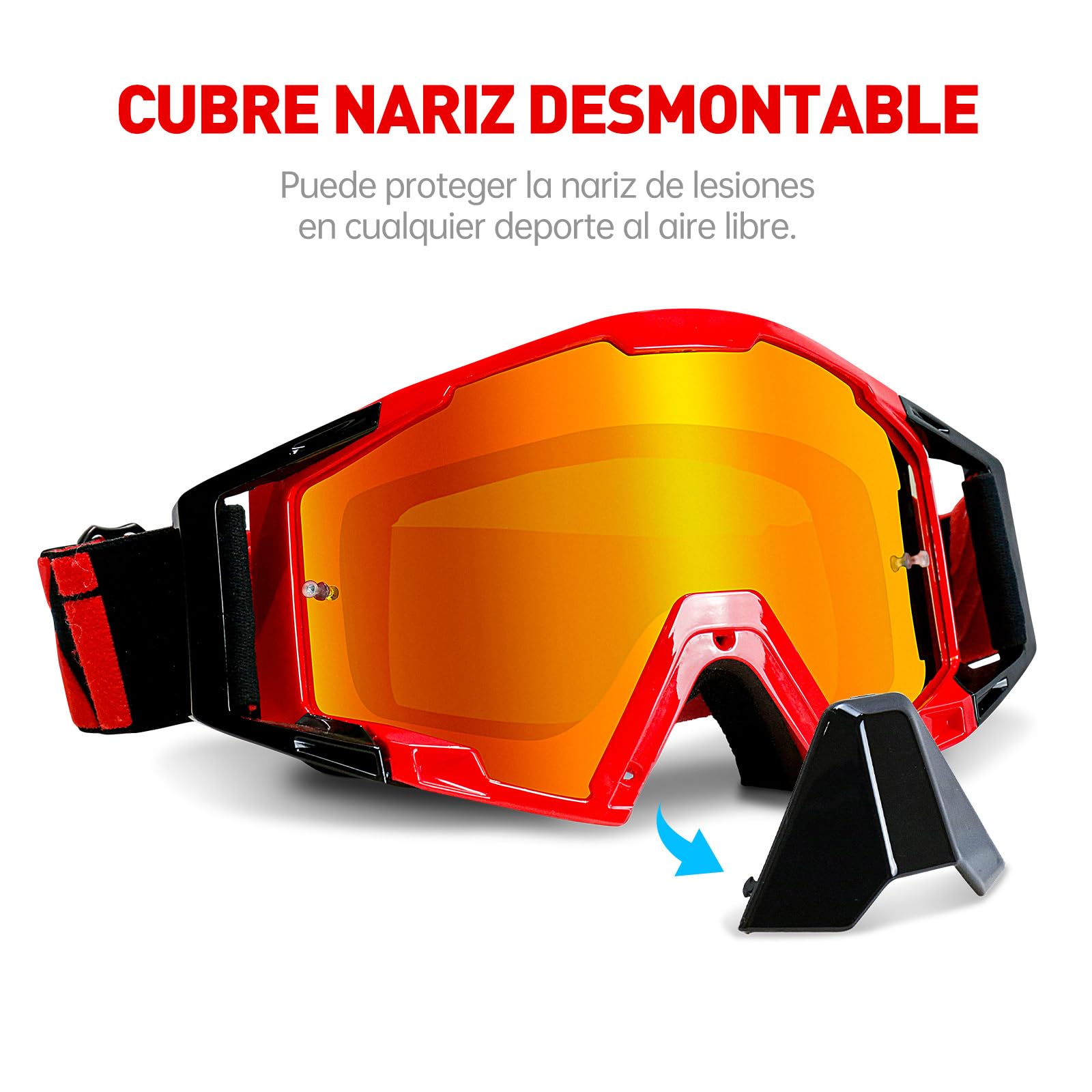 Gafas Motocross, Gafas Moto con protección nasal, Gafas Nieve para hombre y mujer, para deportes al aire libre, como Gafas Enduro