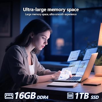 Gaming Laptop, Laptop Computer with Twin Lake N150 Processor(up to 3.6GHz), 16GB RAM 1TB SSD,Backlit KB Fingerprint, 15.6 IPS 1080P, Win 11 Pro,WiFi 5,BT 4.2,Gaming laptops,Lap top,Student laptops