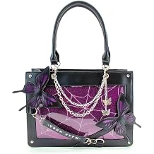 Elegant Butterfly Lolita Tote Bag - Gothic Ita Bag Dark Style Shoulder Bag with Clear Window for Badge/Anime Doll Presentation Cosplay