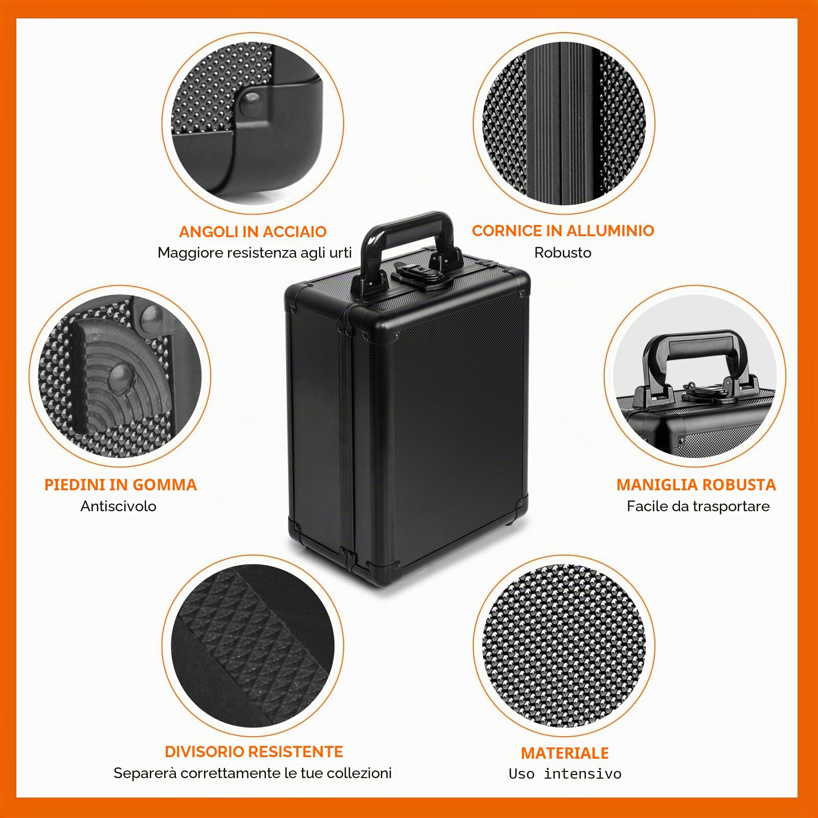 Valigetta Carte Gradate, Porta-Slab PSA per Carte Valutate, Trading Cards Holder Box, Scatola Portaoggetti per Carte Sportive, Top Loader, One Touch - 2 Riga