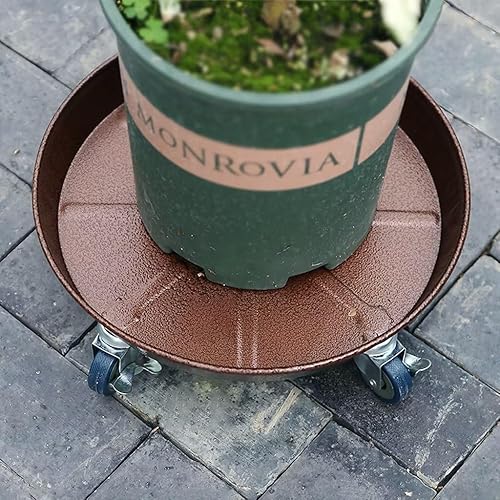 Miniatura 6 de ARTLINE Soporte de 12" para plantas redondas con ruedas con candado, resistente de 200 libras para interior y exterior, carrito rodante grande con