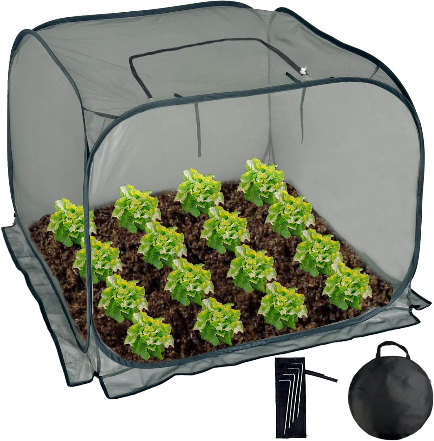 35″x35″x27.5″ Pop Up Plant Cover for Square Raised Garden Bed,Ultra Fine Garden Mesh Netting Cage Protection from Bird Pest, Insect Barrier Plant Tent Cover for Vegetables,Fruits, Flowers & Seedling