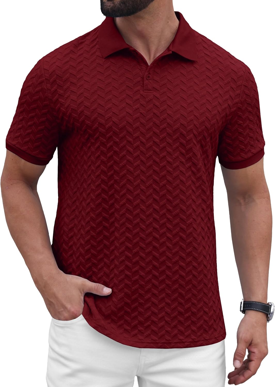 Sailwind Men’s Knit Polo Shirt Short Sleeve Textured Casual Golf Polo Collared T Shirt - Image 5