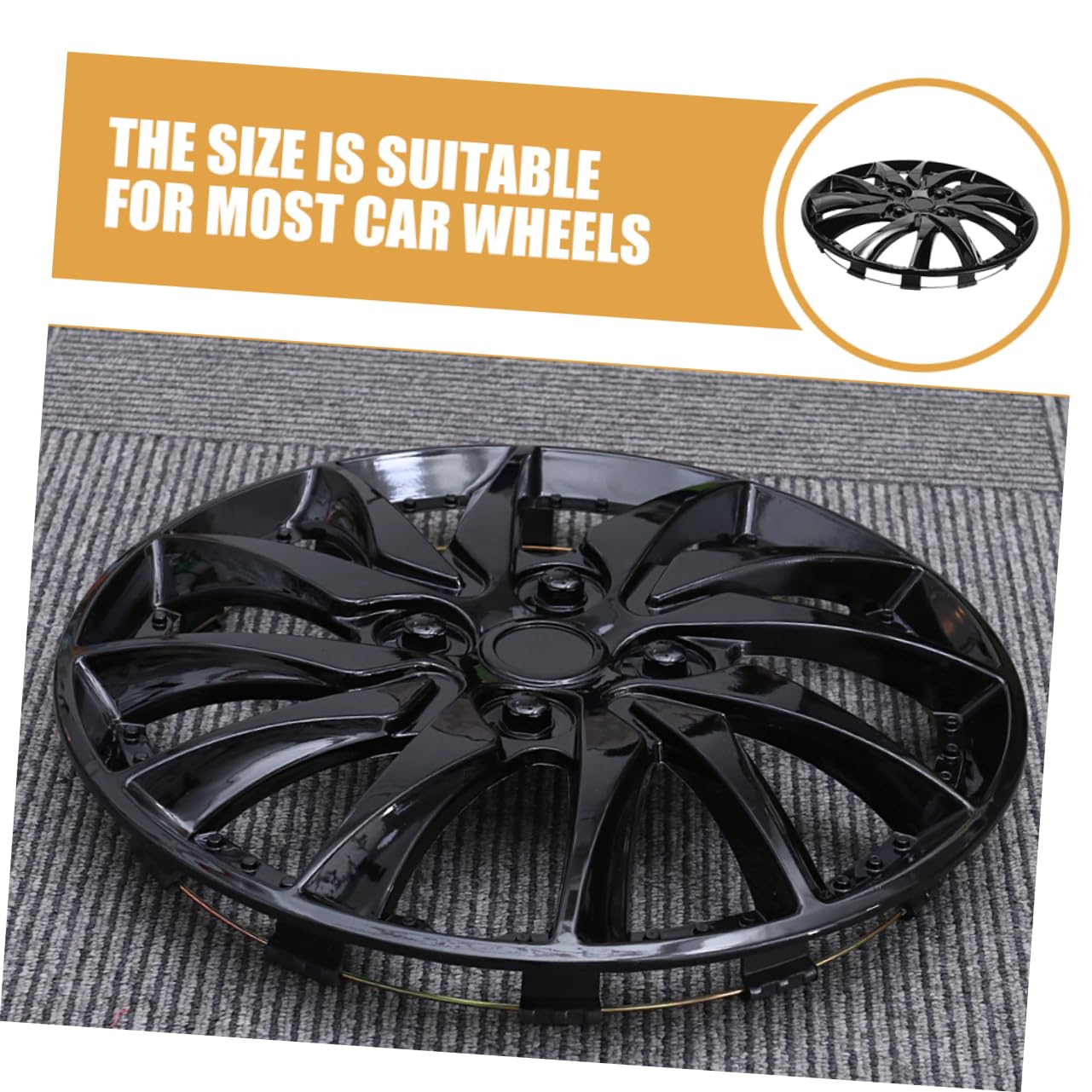 Copricerchio per Auto 14 Pollici in Plastica Nera Resistente All'usura 2 Pezzi Protezione Ruote, Stile Semplice e Moderno Adatto a Cerchi da Auto