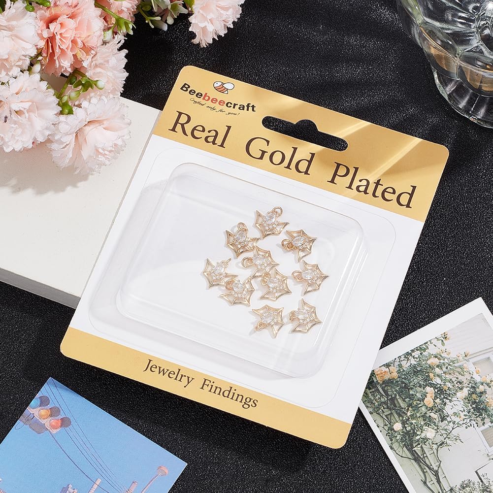 Beebeecraft 1 Box 10Pcs Gold Bat Charm Metal Brass Cubic Zirconia Tibetan Gothic Rhinestone Art Glitter Halloween Night Flying Vampire Animal Charms for Jewelry Making Pendant Earring DIY Crafts