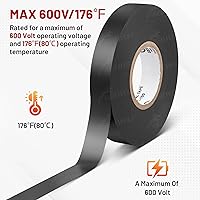 Vista 5 de RED WOLF Cinta eléctrica de vinilo de 1 pulgada x 66 pies, 5 rollos, cinta eléctrica de PVC con certificación UL CSA de 7 mil de grosor, resistente