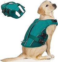 Vista 14 de ASENKU Chaleco salvavidas para perros, chaleco reflectante de alta flotabilidad para perros con asas duraderas para perros pequeños y medianos, Verde