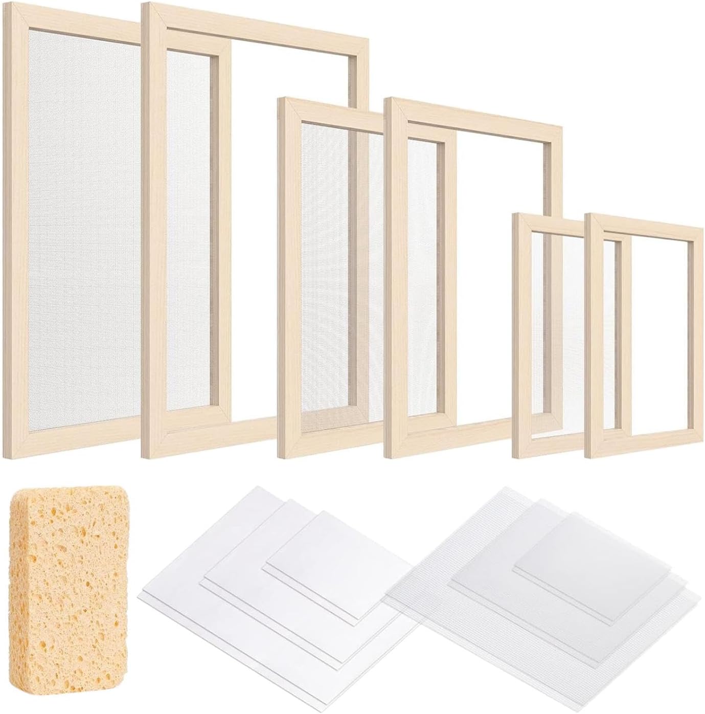 Fancyes Paper Making Frame Kit Papermaking Supplies Sponge DIY Paper Crafts for A4 A5 A6, Indoor, Presentation Home