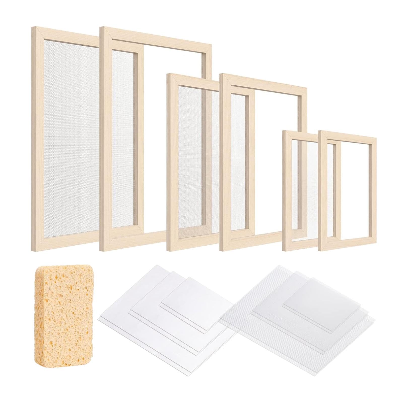 perfk Kit de de Madera para Hacer Papel (tamaños A4, y A6), Herramientas educativas con Papeles absorbentes, Ideal para Crear Pantallas para
