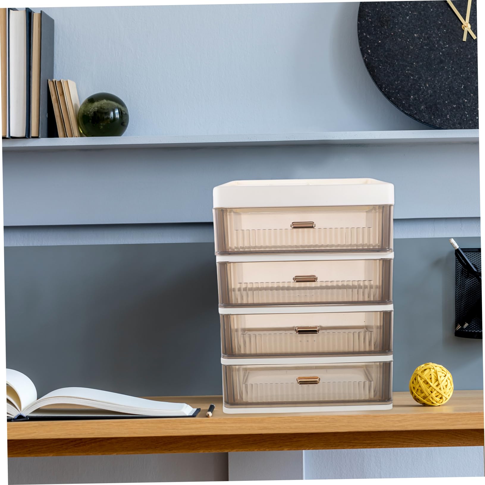 Organisateur de Tiroirs Blanc en Pp avec Structure Multi-niveaux Rangement de Bureau et Maison, Coffret de Rangement à Tiroirs Simple et Moderne