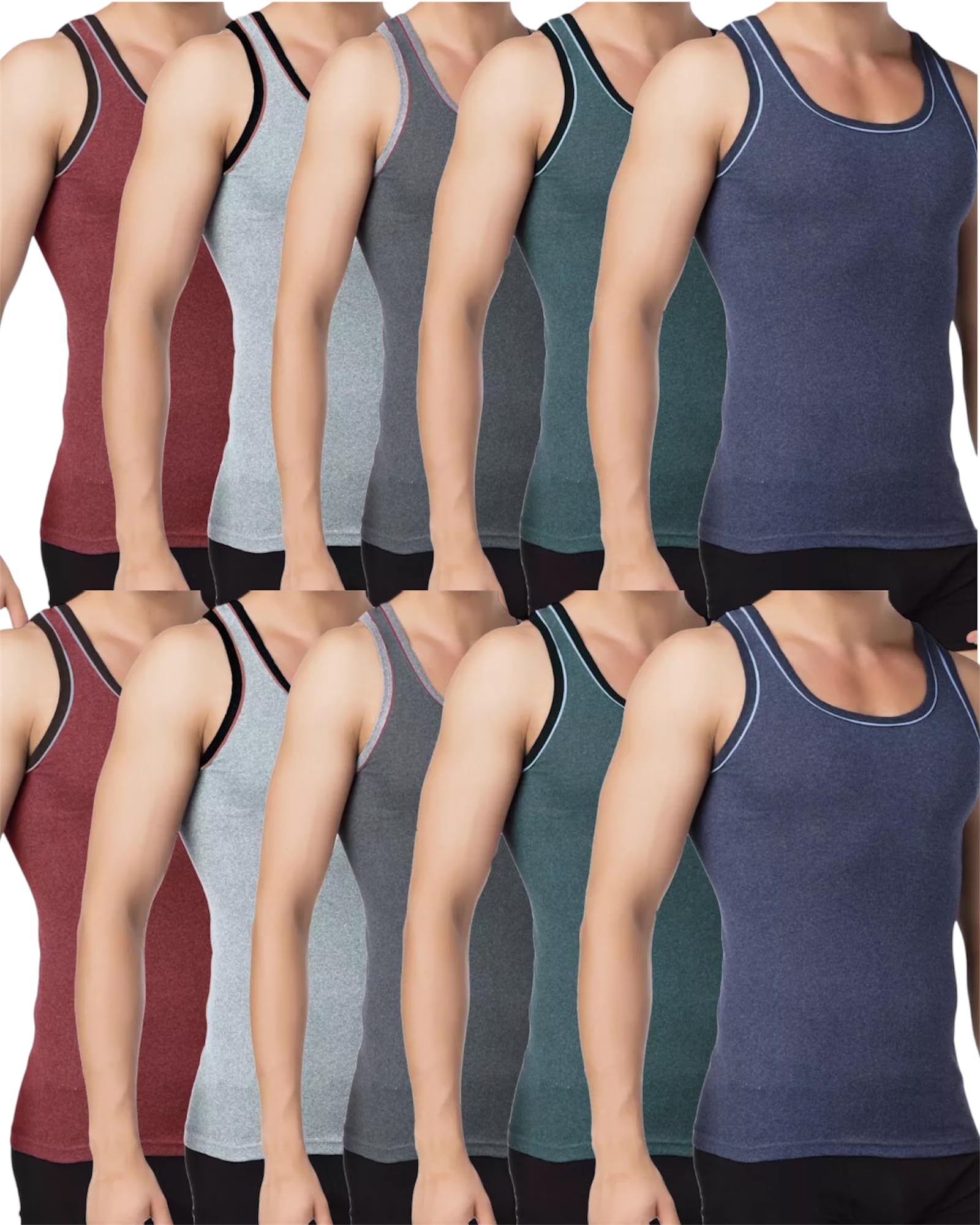 Unterhemd Herren (4er-5er Pack) –Tank-Top Achselshirt Baumwolle Feinripp–Männer Unterwäsche,Mehrfarbig Melange,Grau,Blau,Weiß,Schwarz M-3XL