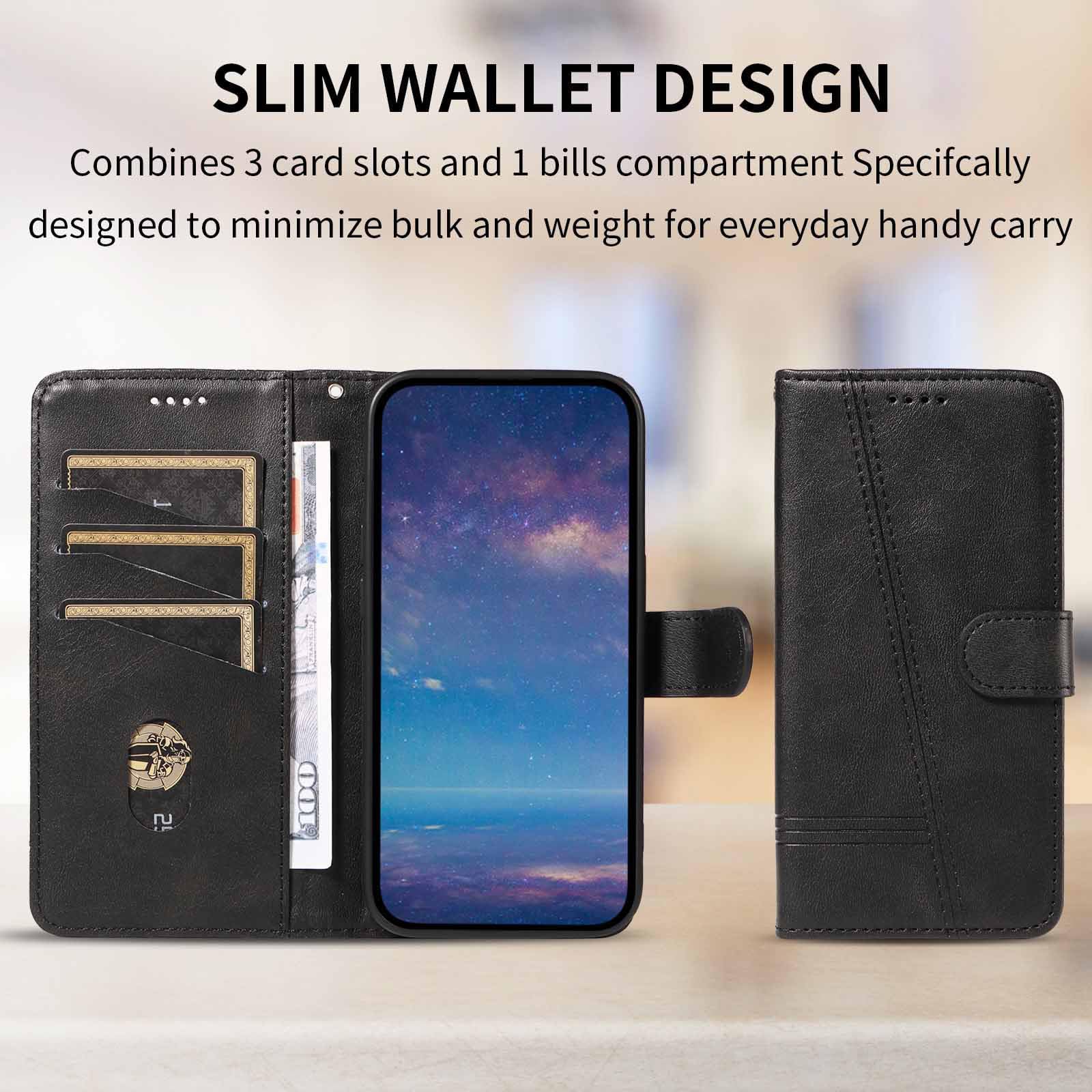 Etui z klapką do Samsung Galaxy S25 Ultra/S25 Plus/S25, skórzane etui portfelowe na telefon z stojakiem na karty, etui foliowe, odporne na wstrząsy, tworzywo TPU, wewnętrzne, czarne, S25 Ultra