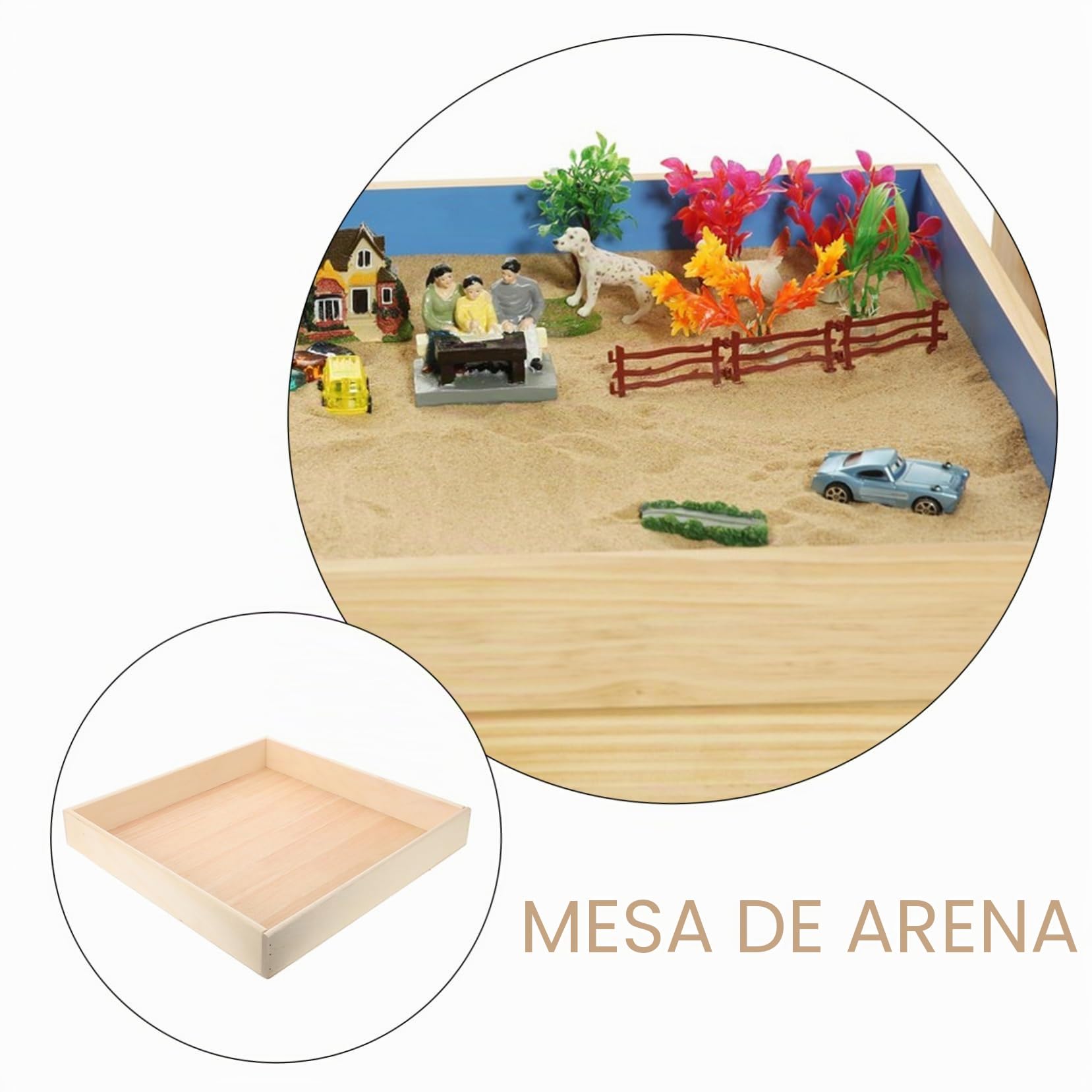 Bandeja de Arena Portátil de Madera Beige para Niños