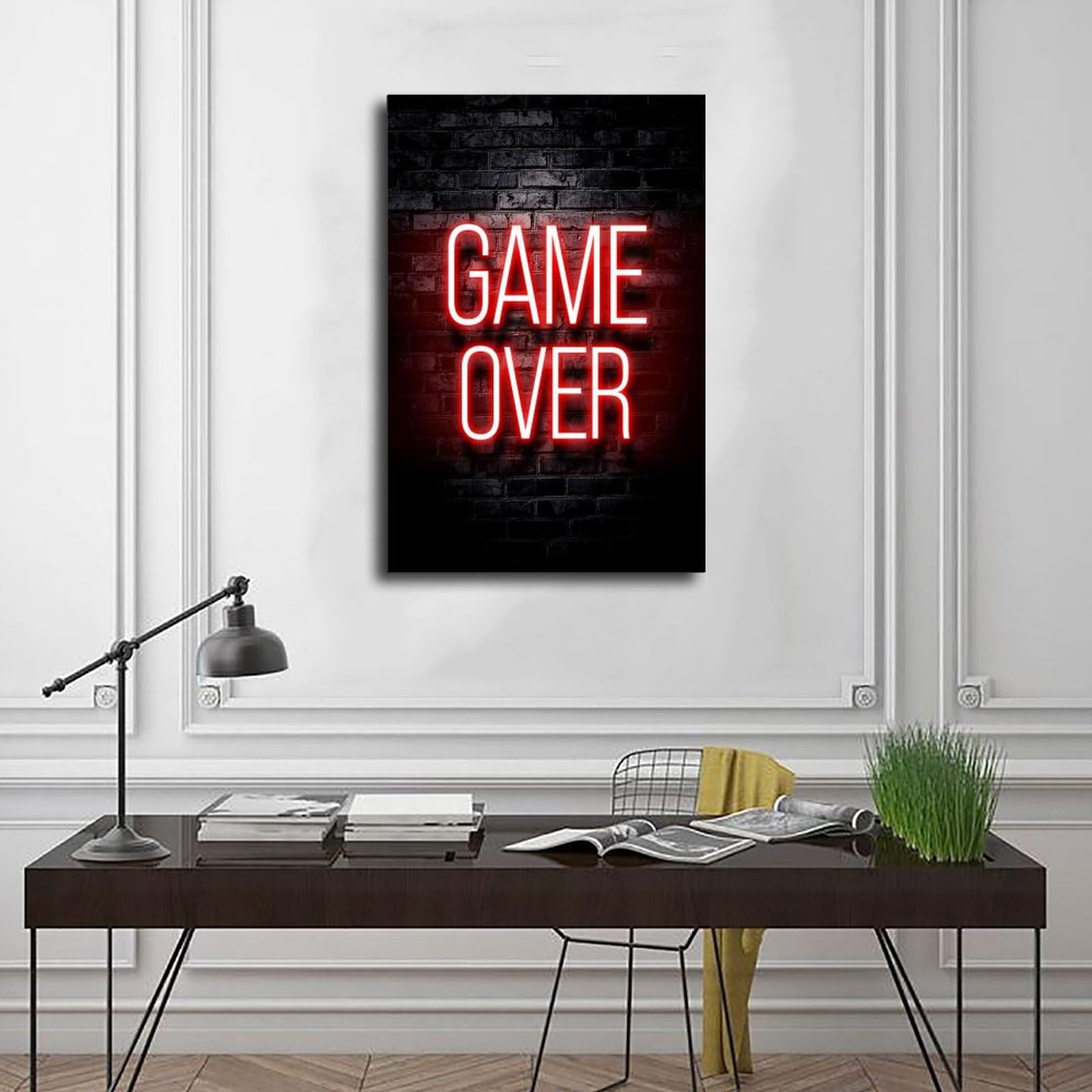 Póster artístico de Game over Gaming Gamer y arte de pared, impresión moderna para decoración de dormitorio familiar, 20 x 30 pulgadas (50 x 75 cm)