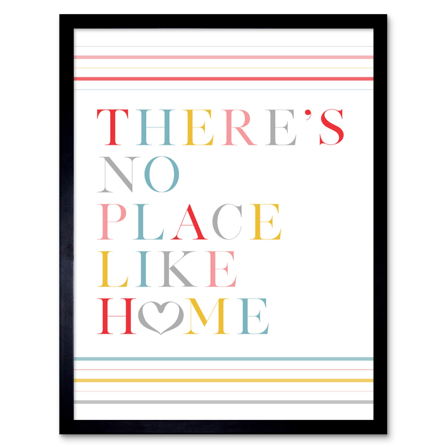 Wee Blue Coo No Place Like Home Love Heart Quote Art Print Framed Poster Wall Decor 12x16 inch