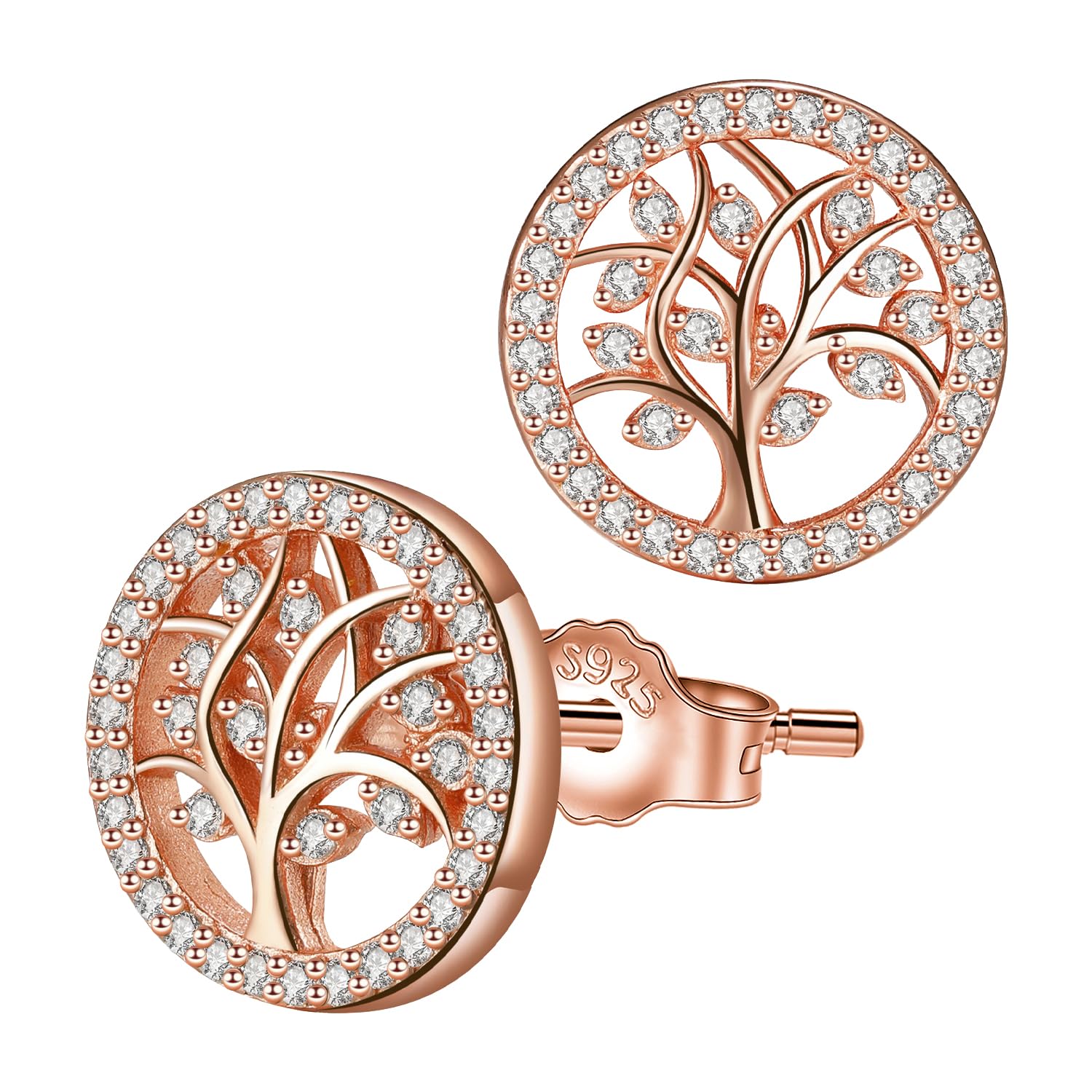 Micory Lebensbaum Ohrringe für Damen 925 Sterling Silber Ohrstecker mit Geschenkbox Schmuck Geschenk für Mädchen Frau Mutter Tochter