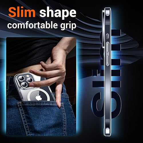 Miniatura 6 de Red2Fire Funda magnética invisible diseñada para iPhone 15 Pro, compatible con MagSafe, antiamarilleo grado militar a prueba de golpes, funda