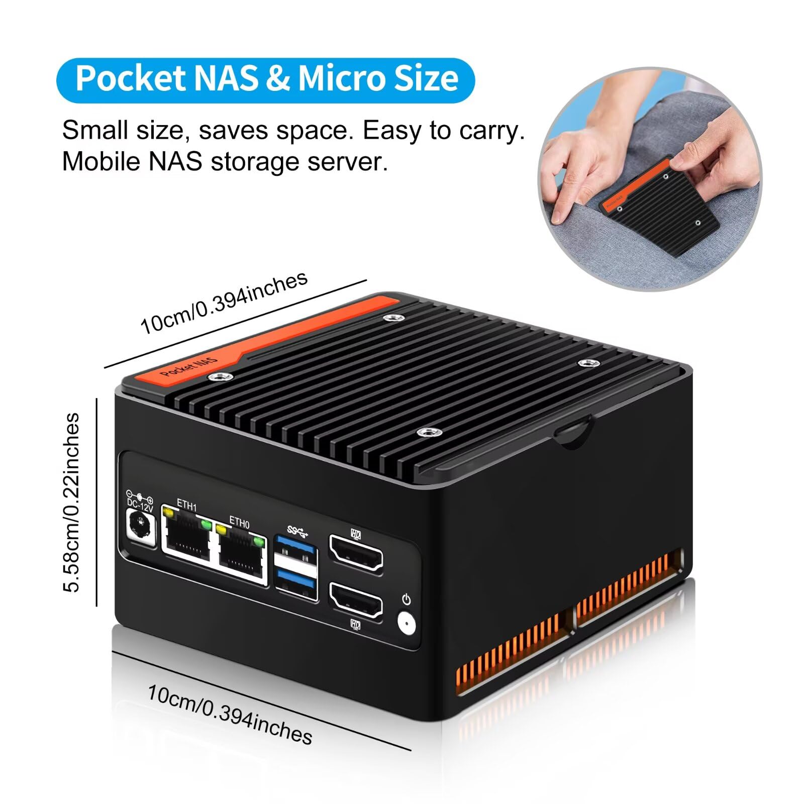 4 Bay NAS Mini PC N150, 4 NVMe Micro NAS Server Desktop Computer, Dual 2.5GbE i226V Small Network Attached Storage with USB3.2, Support WiFi7, Barebone (NO RAM/SSD/OS)