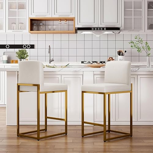 Miniatura 89 de Sophia & William Juego de 2 taburetes de bar marrones, taburetes de bar de 24 pulgadas de altura de mostrador para isla de cocina, taburetes de bar