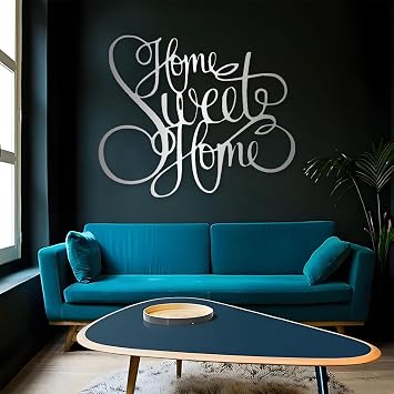 Home Sweet Home Metal Wall Decor, Wall Art Home Sweet Home, Home Sweet Home Signs Wall Decor, Home Metal Wall Decor, Family Wall Decor, Word Art Wall Decor, Wall Decor for Living Room, Bedroom (Black, 41x34in|105x86cm)
