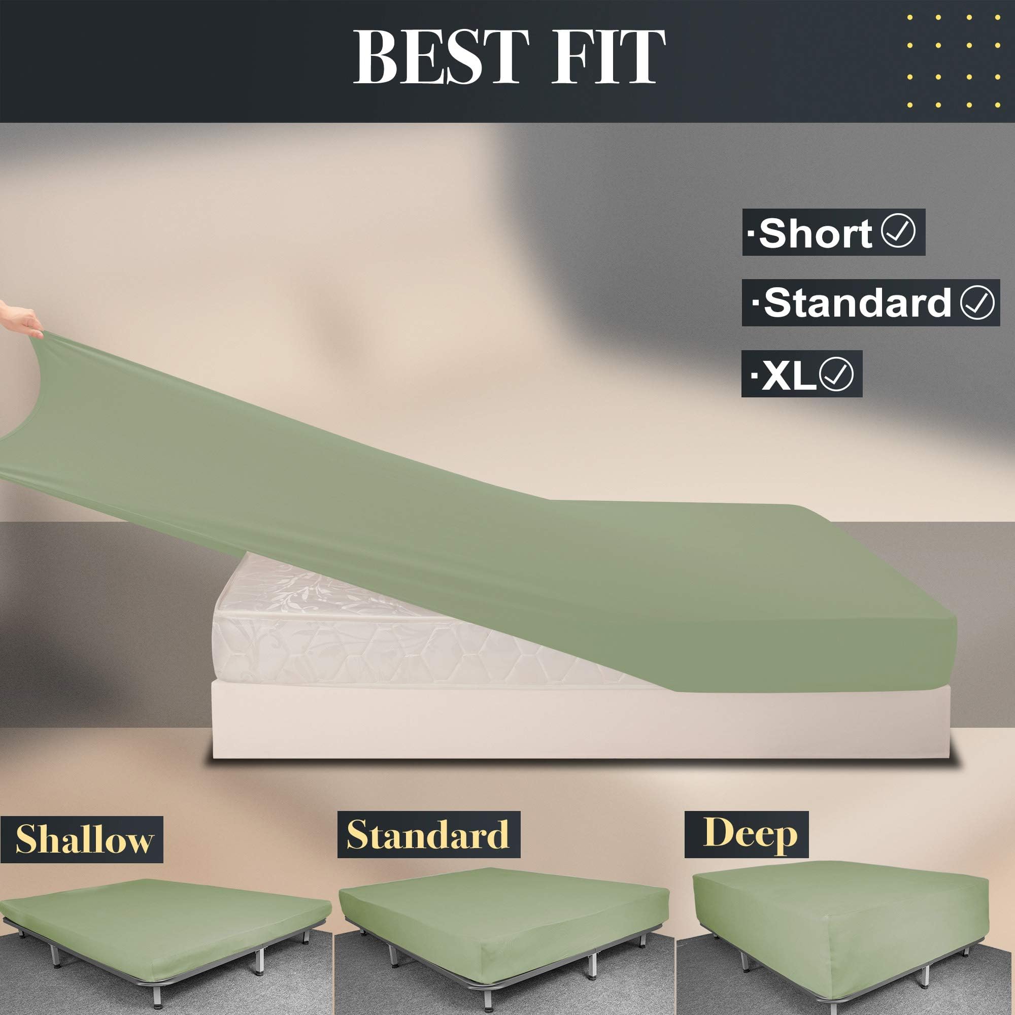 N&Y HOME Full Size Fitted Sheet Only - 4-Way Stretch Jersey Knit, T-Shirt Feeling & Ultra Soft, Wrinkle Free, Non-Slip & Snug Fit for Mattress (Deep: 5"-16") - Sage Green, Full