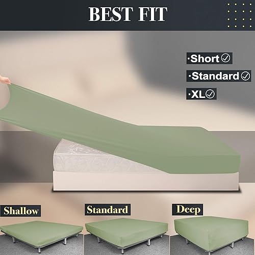 Miniatura 3 de Sábana bajera ajustable suave y elástica de tamaño King, de punto de jersey y acogedora como una camiseta, elástico en 4 direcciones y sin arrugas,