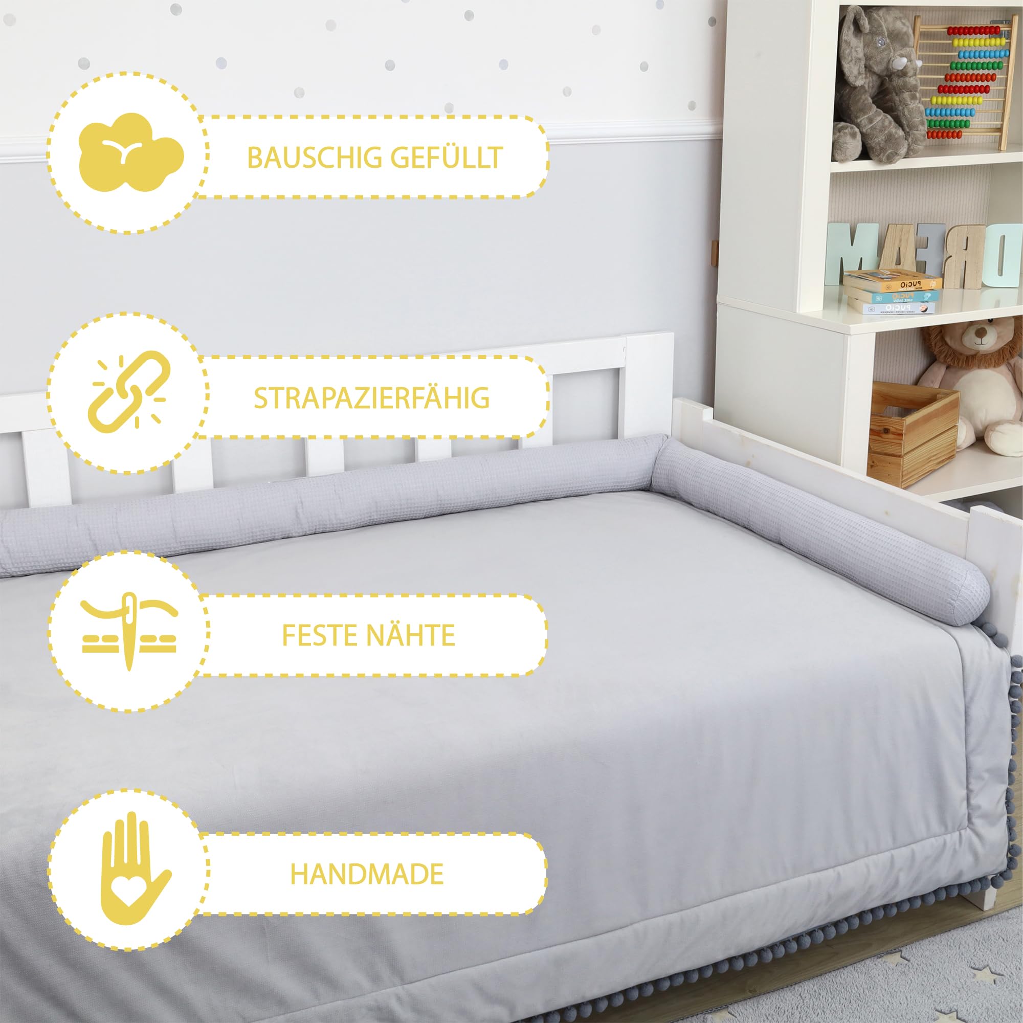 Totsy Baby Seitenschläferkissen Bettschlange Body Pillow 200 cm Kopfkissen lang Bettrolle Schlafkissen Nackenrolle Kissen zufällige Variante Oeko-Tex – Bild 4
