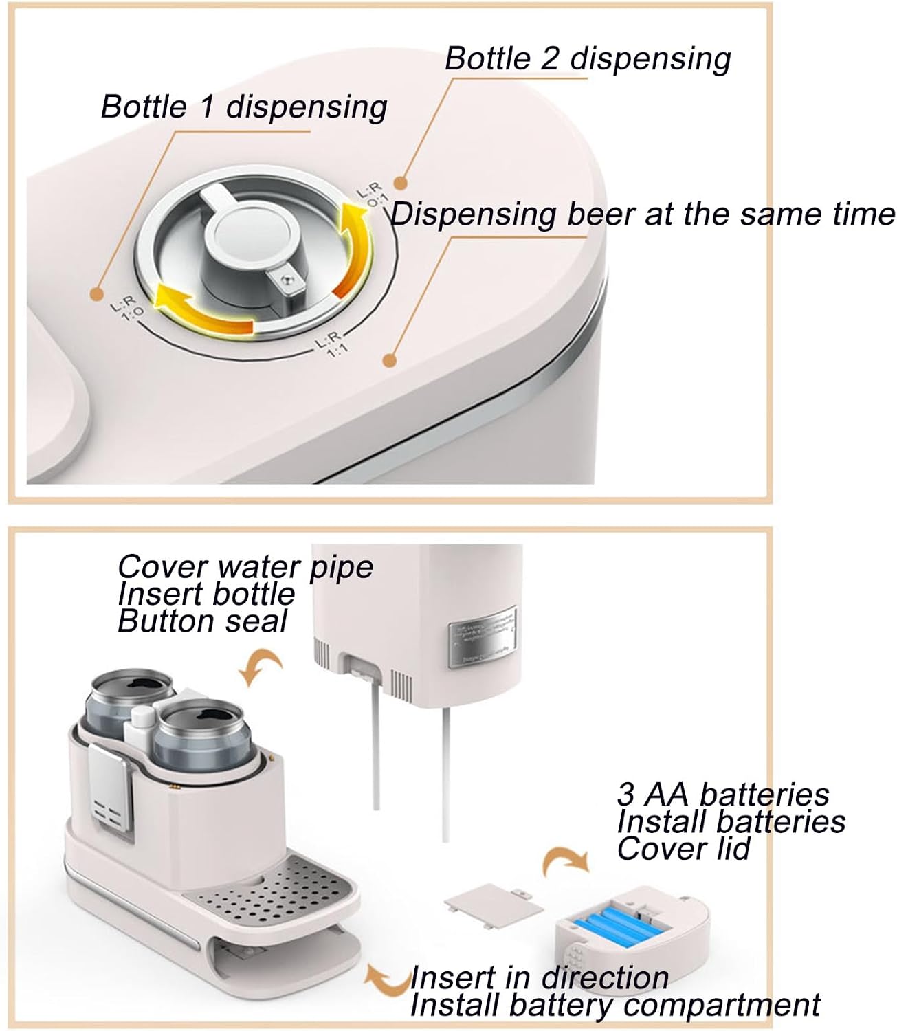 A:Gray,Beer Kegerator,Beer Foam Machine with Cooler,Home Draught Beer Tap for Family Gathering,Beer Gifts for Men Beer Accessories