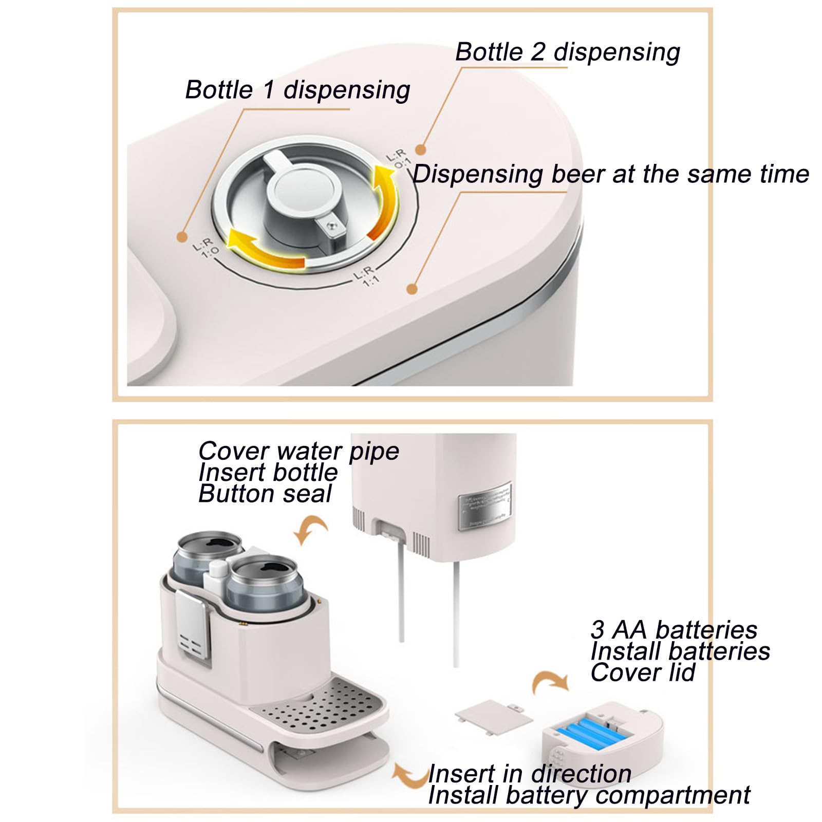A:Gray,Grifo Cerveza,Dispensador De Cerveza con Enfriador,Máquina De Espuma De Cerveza Ultrasónica,Grifo De Cerveza Portatil