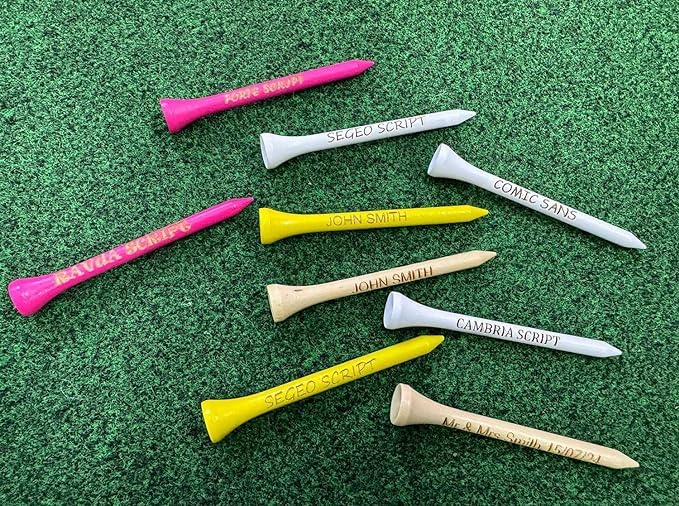 Custom Personalised Laser Engraved Wooden Golf Tees 55mm/70mm/83mm Fathes Day, Wedding, Corportate (20, Natural Wood, 83mm)