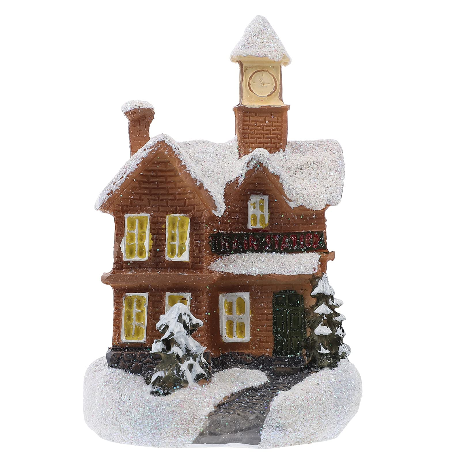 TOYANDONA Christmas Mini House DIY Dollhouse Miniature House Snow Covered Christmas Village Light up Santa House Xmas Mini House Ornament Decoration, Style 2