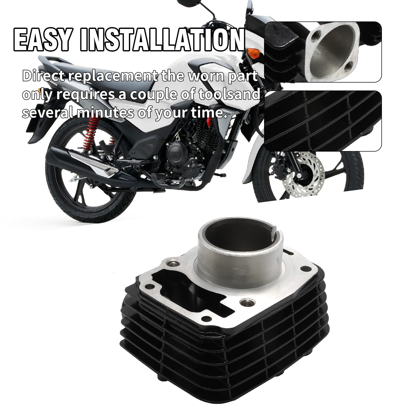 Juego de anillos de pistón de cilindro de 125 cc y 52,4 mm, repuesto para Honda CB125F GLR125 2014-2020