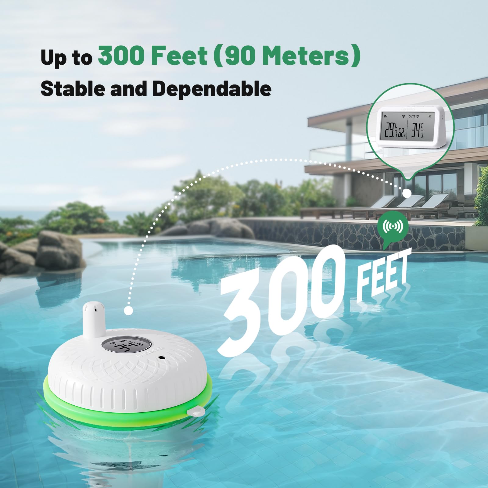 Inkbird Schwimmendes Pool thermometer mit IBS-M2 Wlan Gateway-Kombination, App Steuerung, 9 Kanal für Schwimmbad, Teich