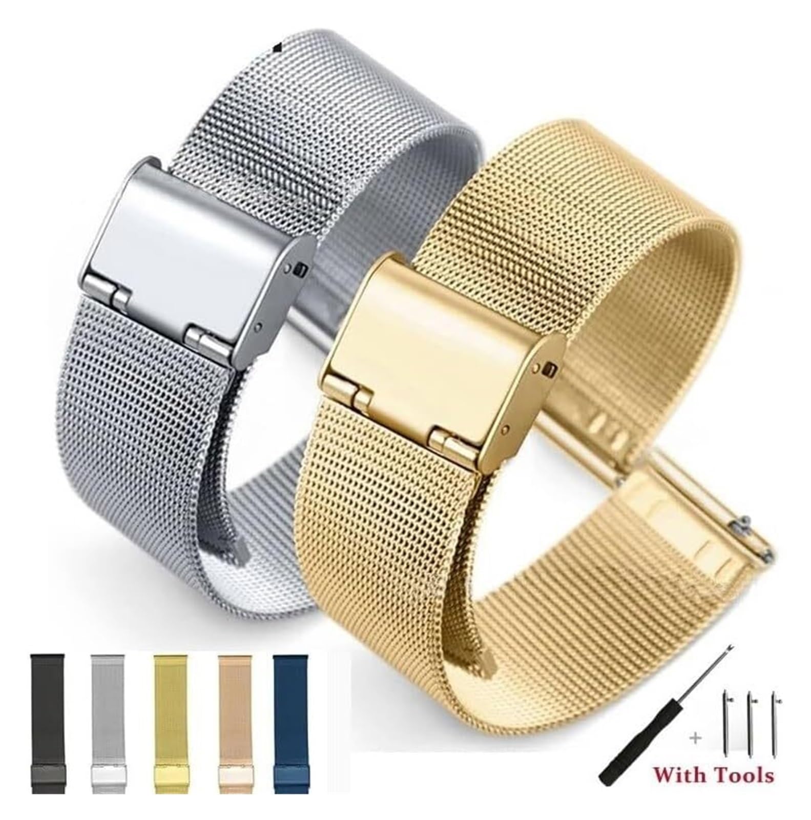Orologio banda Solido in acciaio inox Watch Strap Cinturini for orologi 18 20 22 24mm Cinturino for orologio universale milanese a sgancio rapido Cinturino for orologio in acciaio inossidabile Braccia