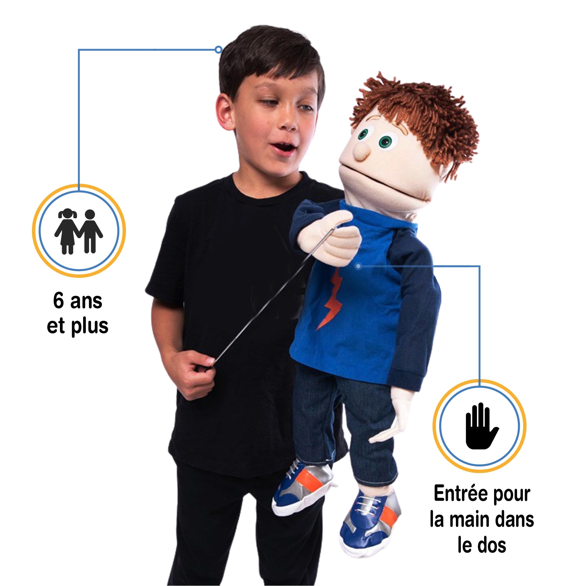 Tommy, Peach Boy, marionnette de style ventriloque, 65 cm