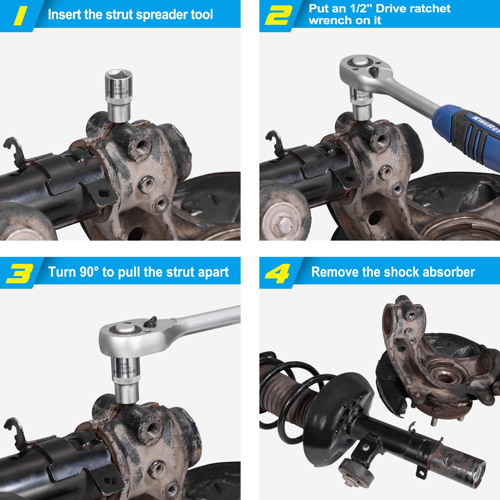 Outil écarteur De Jambe De Suspension – Kit Avec Clé Et Gants, Compatible Plupart Véhicules