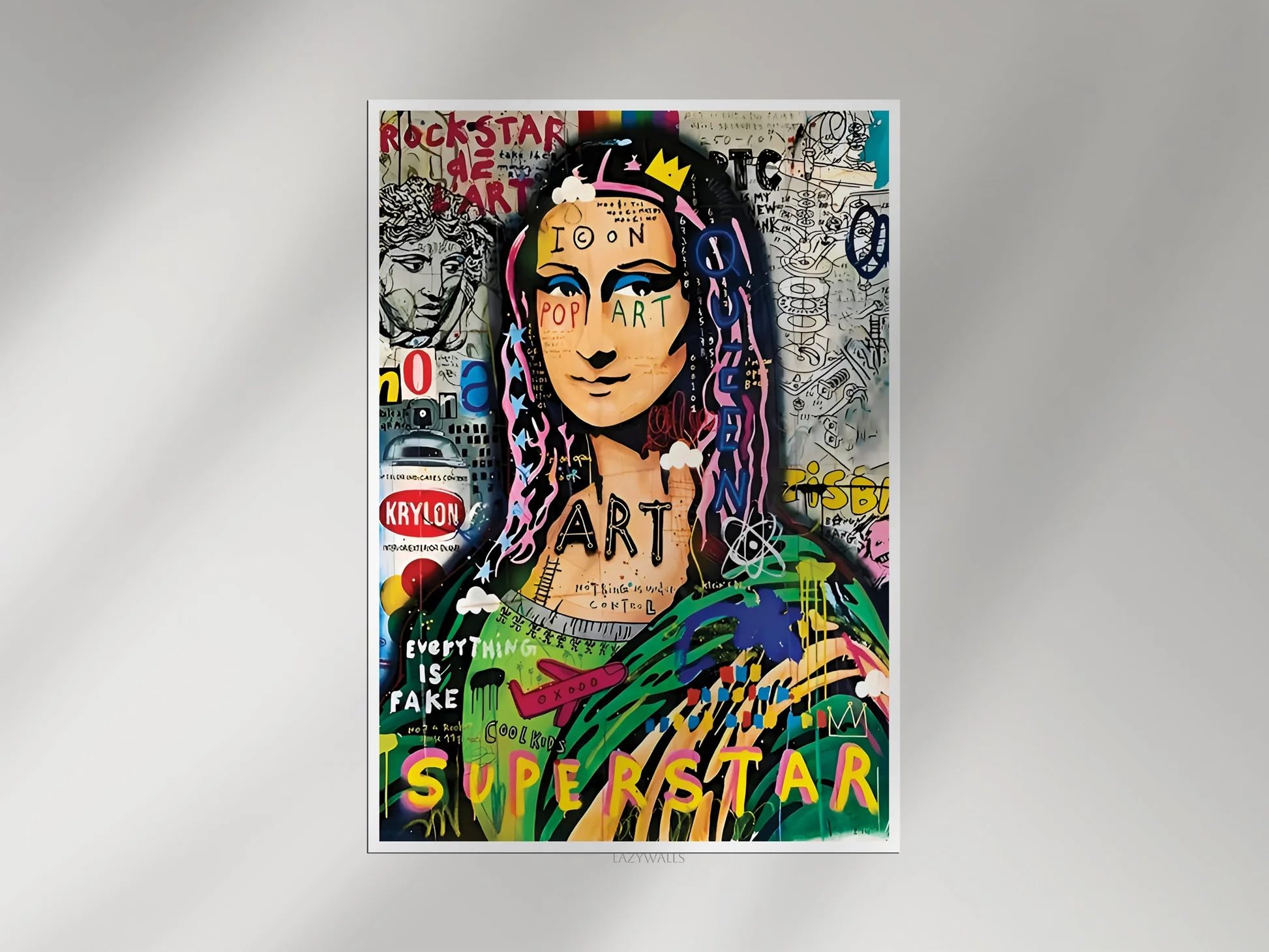 Mona Lisa Pop Art Graffiti Poster Iconic Wall Art for Wall, Living
