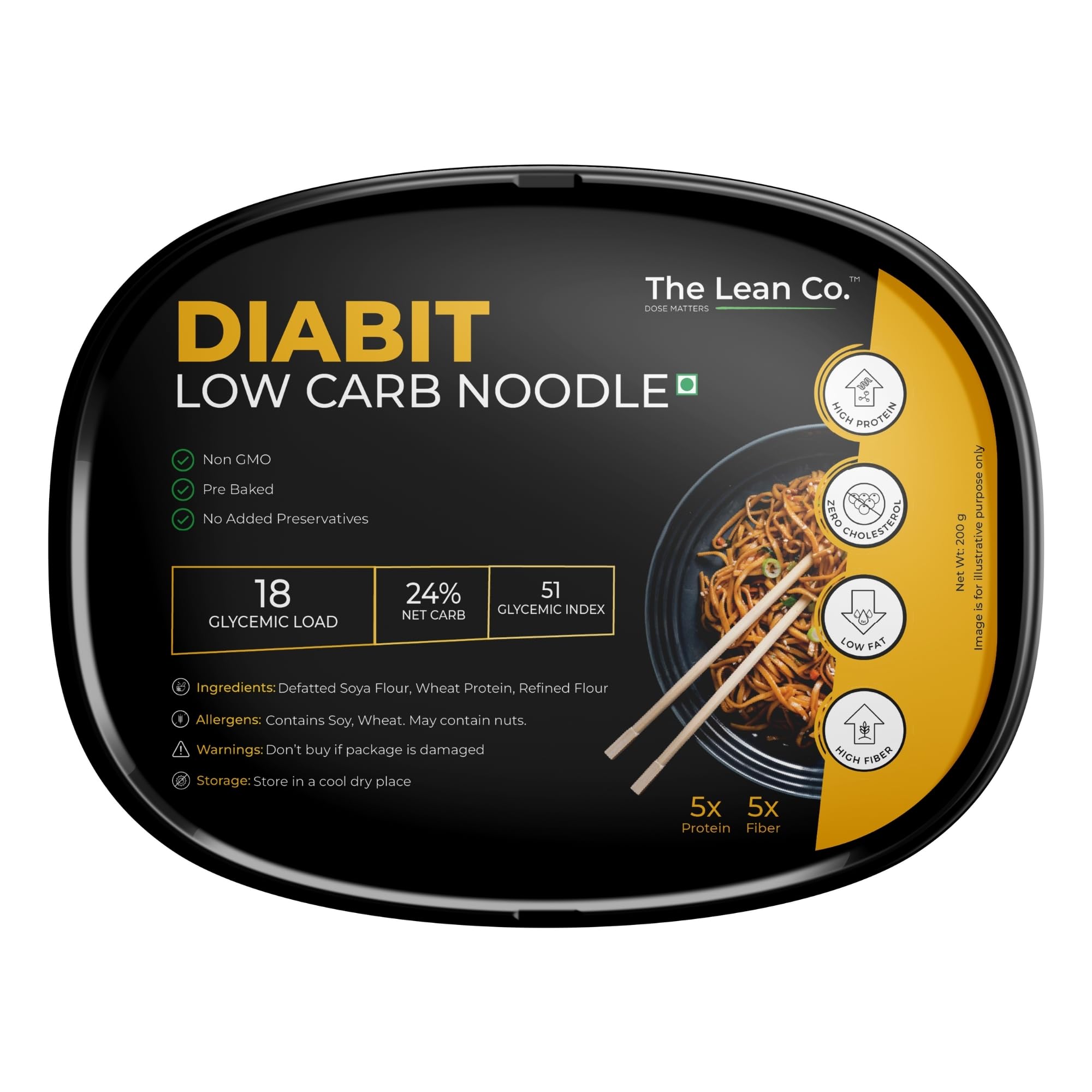 The Lean Co. Low Carb Noodle (200 g) | 26% Net Carb, 1% Fat | Low Carb | Vegan | No Preservatives | Non Fried No MSG | Nutrient Rich | Protein Rich | No Artificial Flavors-picture-26