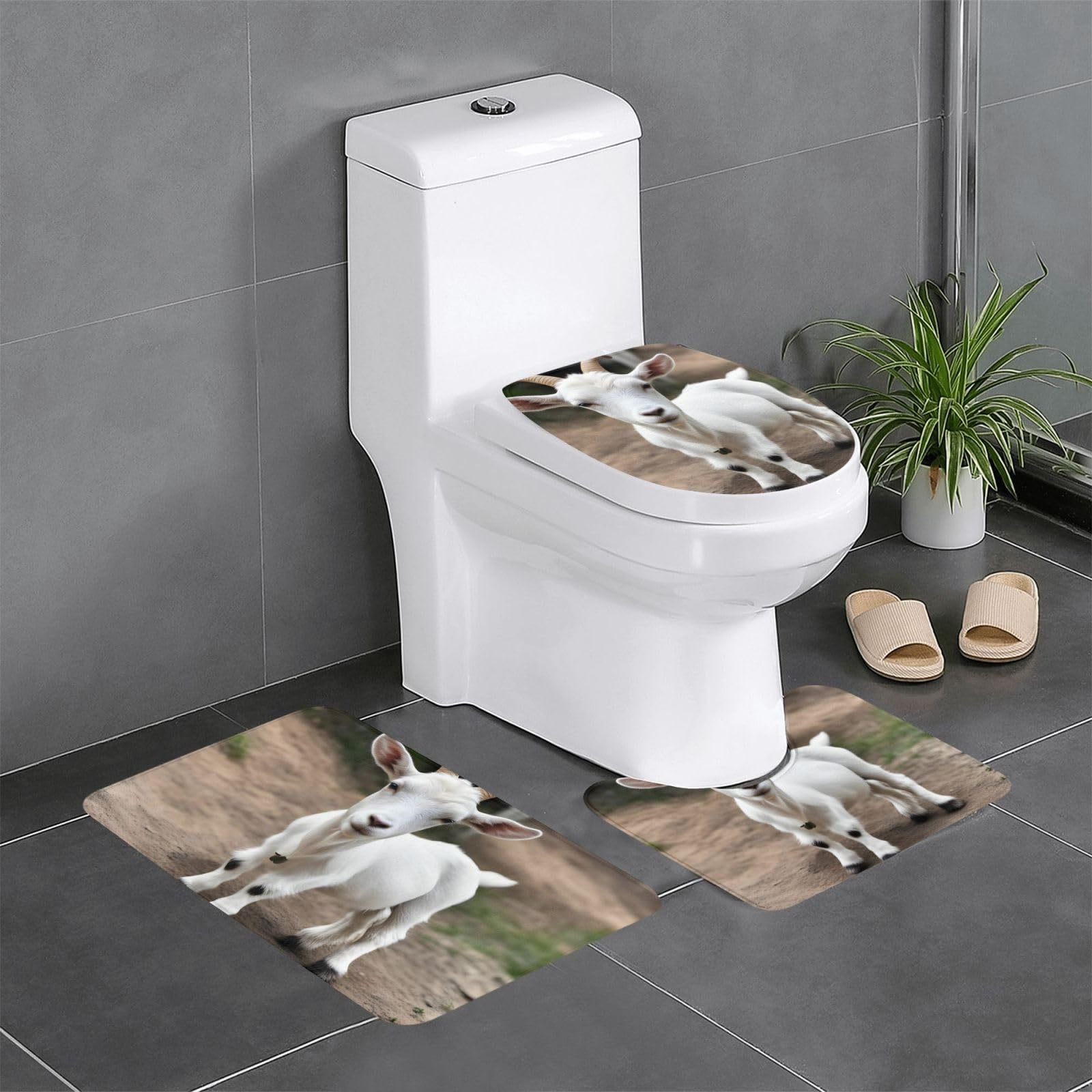 Tapis de salle de bain chèvre mignon pour votre meuble-lavabo et vos toilettes